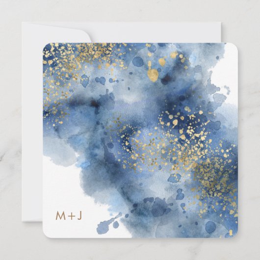 水の色の天体海写真の保存日付 招待状 (裏面)