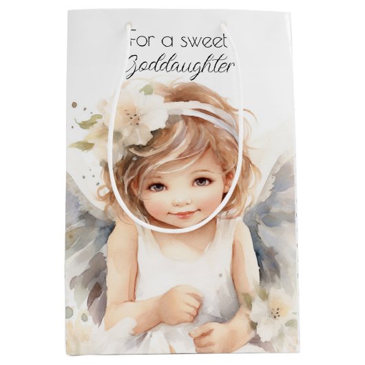 水の色の天使誕生日のためにゴド娘 ミディアムペーパーバッグ (正面)