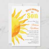 水の色の太陽ここ来ソンサンシャインベビーシャワー 招待状 (正面)