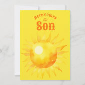 水の色の太陽ここ来ソンサンシャインベビーシャワー 招待状 (裏面)