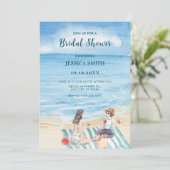 水の色の女の子のバイビングでビーチブライダルシャワー 招待状 (スタンド正面)