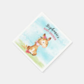 水の色の女の子の馬の赤ちゃんシャワーファーム スタンダードカクテルナプキン (角)
