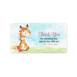 水の色の女の子の馬の赤ちゃんシャワー農場ありがとう ラベル