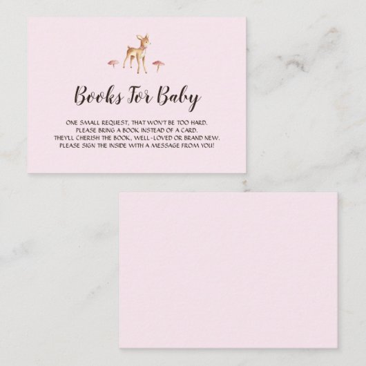 水の色の女の子の鹿とキノコのブックリクエスト エンクロージャーカード (正面/裏面)