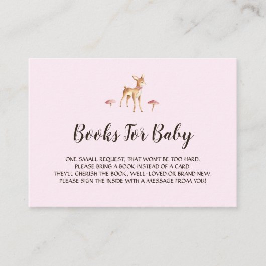水の色の女の子の鹿とキノコのブックリクエスト エンクロージャーカード (正面)