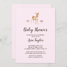 水の色の女の子の鹿とキノコの赤ちゃんシャワー