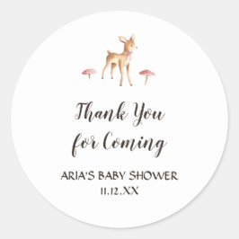 水の色の女の子の鹿の白い赤ちゃんシャワーの好意 ラウンドシール