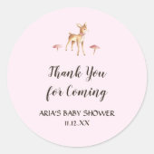 水の色の女の子の鹿キノコ赤ちゃんシャワーの好意 ラウンドシール (正面)