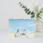 水の色の女の子はビーチでバイビング ポストカード (スタンド正面)