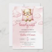 水の色の女の子は、我々はベビーを待つことができる 招待状 (正面)