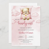 水の色の女の子は、我々はベビーを待つことができる 招待状 (正面/裏面)