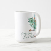 水の色の女の子を保持する常緑クリスマスツリー コーヒーマグカップ (正面右)