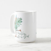 水の色の女の子を保持する常緑クリスマスツリー コーヒーマグカップ (正面左)