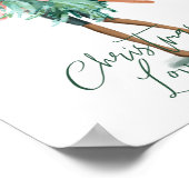 水の色の女の子を保持する常緑クリスマスツリー ポスター (角)