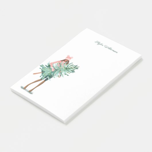 水の色の女の子を保持する常緑クリスマスツリー ポストイット (アングル)