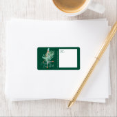 水の色の女の子を保持する常緑クリスマスツリー ラベル (インサイチュ)