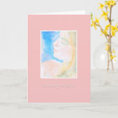 水の色の女性の母と娘 カード (黄色い花)