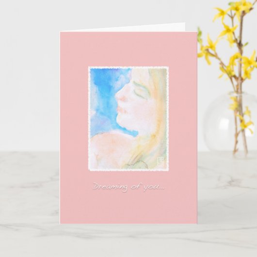 水の色の女性の母と娘 カード (黄色い花)