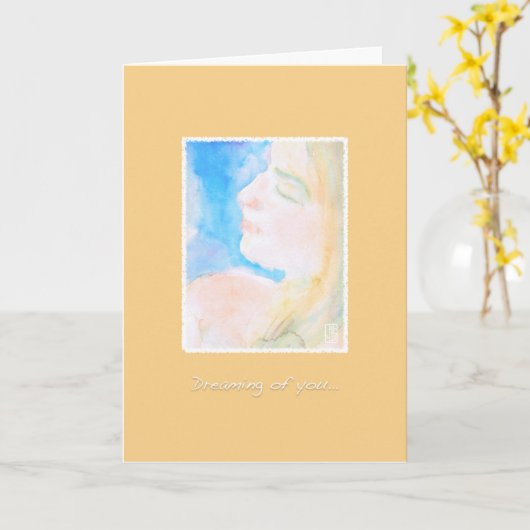 水の色の女性の母と子供へ カード (黄色い花)