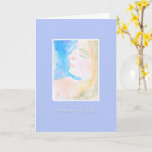 水の色の女性の母と息子へ カード (黄色い花)