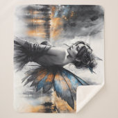 水の色の妖精の女の子トワイライト魔法のナイトアート シェルパブランケット (正面)