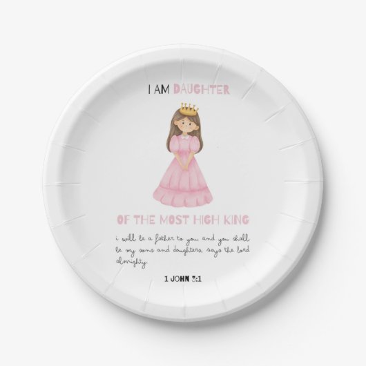 水の色の娘の王の男の子の最初の誕生日 ペーパープレート (正面)