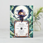 水の色の子ども忍者誕生日 招待状 (スタンド正面)