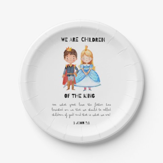 水の色の子供の王の男の子の最初の誕生日 ペーパープレート (正面)