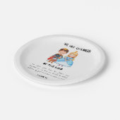 水の色の子供の王の男の子の最初の誕生日 ペーパープレート (アングル)