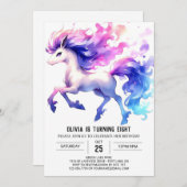 水の色の子供の馬の誕生日 招待状 (正面/裏面)