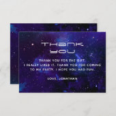 水の色の宇宙と星。プラネタリウム誕生日 サンキューカード (正面/裏面)