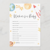 水の色の宇宙テーマ赤ちゃんシャワーの願いベビー エンクロージャーカード (正面)