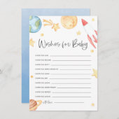 水の色の宇宙テーマ赤ちゃんシャワーの願いベビー エンクロージャーカード (正面/裏面)