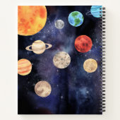 水の色の宇宙ロケットキッズ ノートブック (裏面)