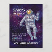 水の色の宇宙飛行士宇宙と星と銀河系。 インビテーションポストカード (正面)