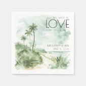 水の色の宛先ビーチ結婚式 スタンダードカクテルナプキン (正面)