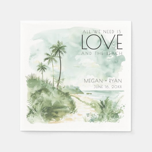 水の色の宛先ビーチ結婚式 スタンダードカクテルナプキン (正面)