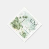 水の色の宛先ビーチ結婚式 スタンダードカクテルナプキン (角)