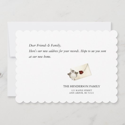 水の色の家の新しい住所の移動の発表 (裏面)