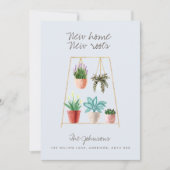 水の色の家の植物の新しい家の新しいルーツムービング 案内状 (正面)