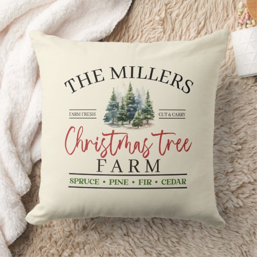 水の色の家族の名前クリスマスツリーファーム クッション (ブランケット)