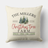 水の色の家族の名前クリスマスツリーファーム クッション (裏面)