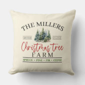 水の色の家族の名前クリスマスツリーファーム クッション (正面)