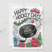 水の色の家族の名前ホッケークリスマスカード シーズンカード (正面)