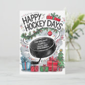 水の色の家族の名前ホッケークリスマスカード シーズンカード (スタンド正面)