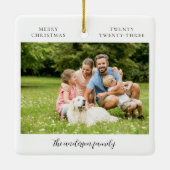 水の色の家族ワンフォトクリスマス セラミックオーナメント (裏面)