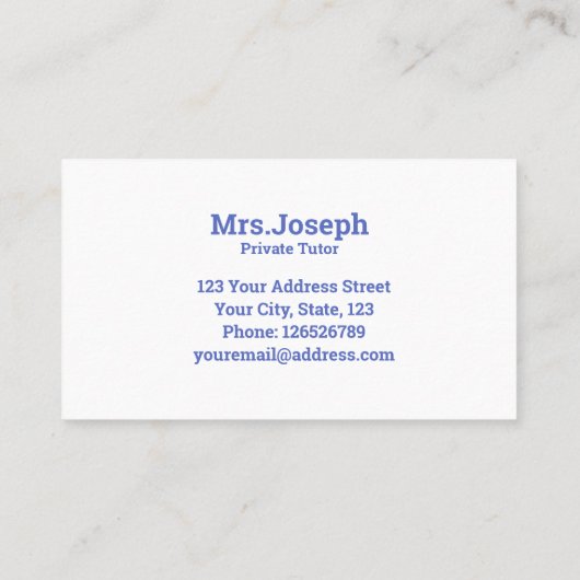 水の色の専用チューター 名刺 (裏面)