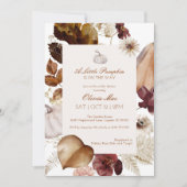 水の色の小さなかぼちゃのベビーシャワー招待状 サンキューカード (正面)