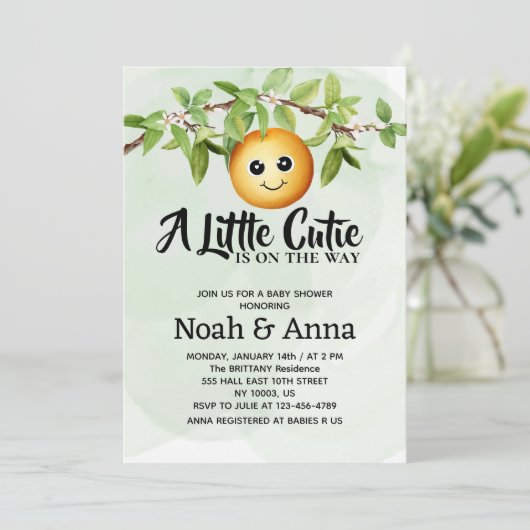 水の色の小さなかわいこちゃんは、途中の赤ちゃんシャワー 招待状 (スタンド正面)