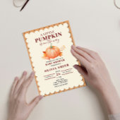 水の色の小さなカボチャかわいい秋赤ちゃんシャワー 招待状